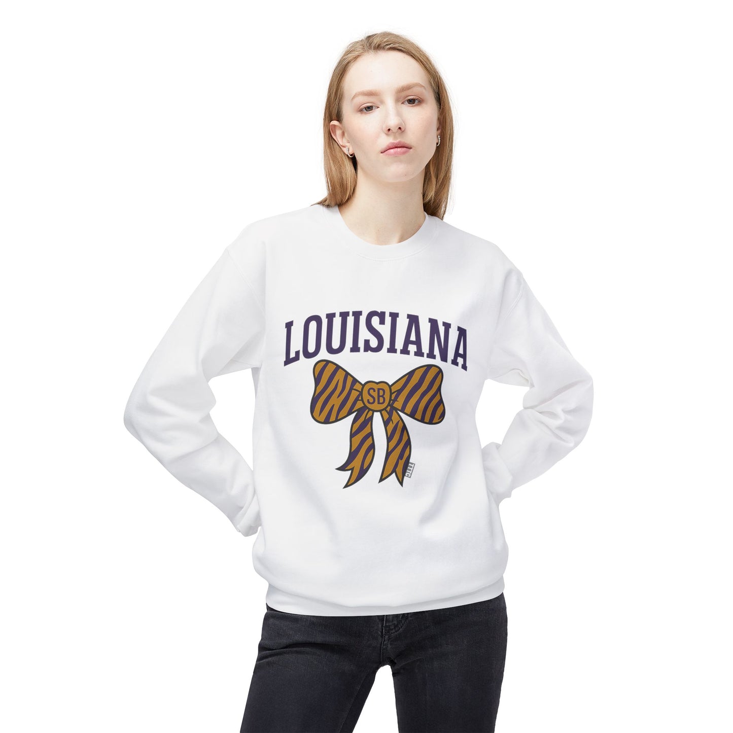 SB Sports Line Gameday Bow Crewneck – Purple and Gold Edition