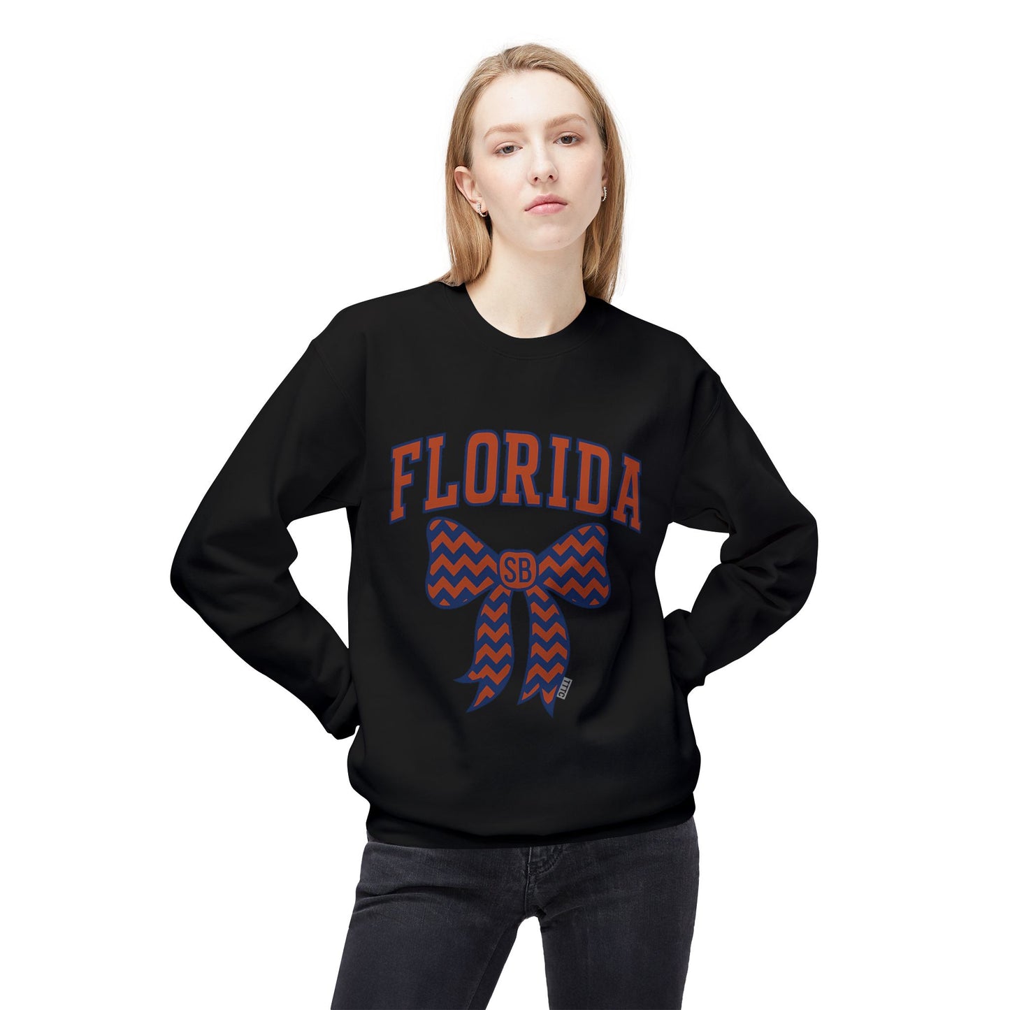 SB Sports Line Gameday Bow Crewneck – Blue and Orange Edition