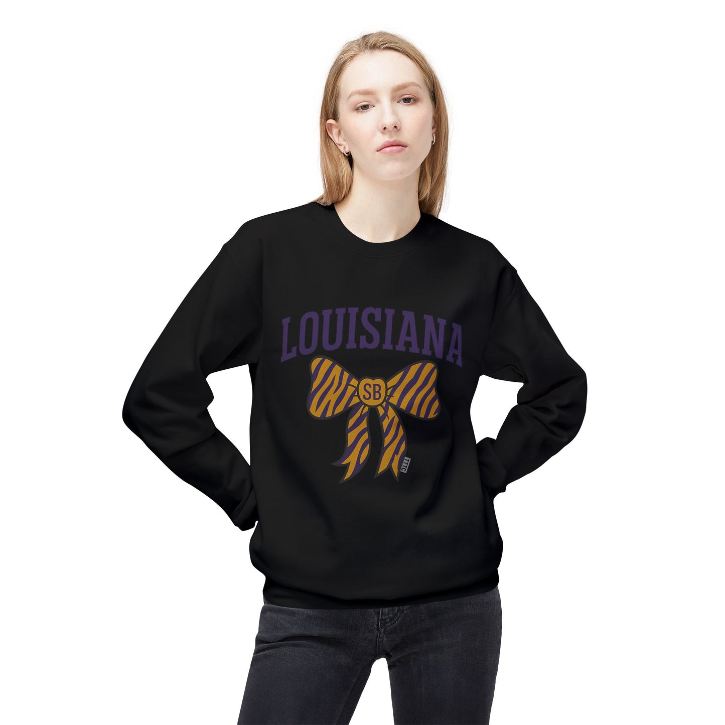 SB Sports Line Gameday Bow Crewneck – Purple and Gold Edition