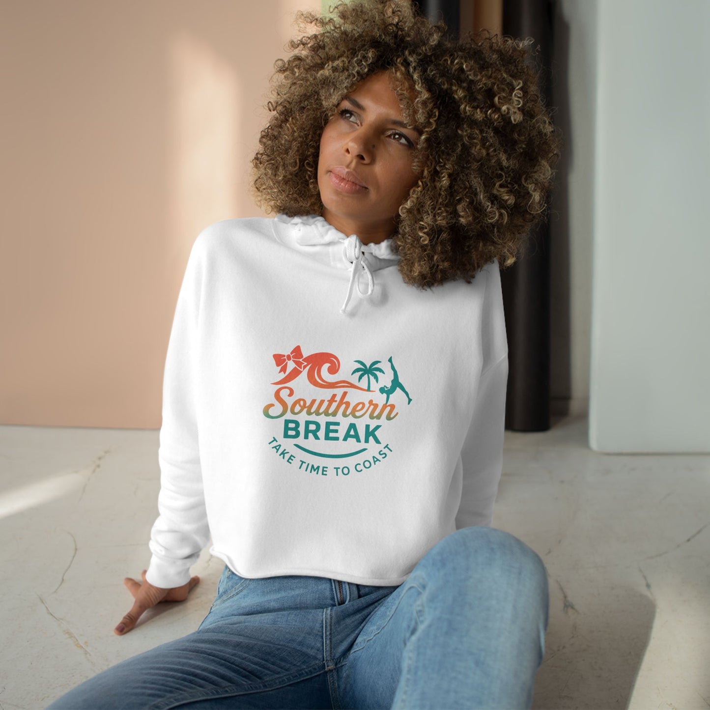 SB Cheer Line Take Time to Coast Crop Hoodie