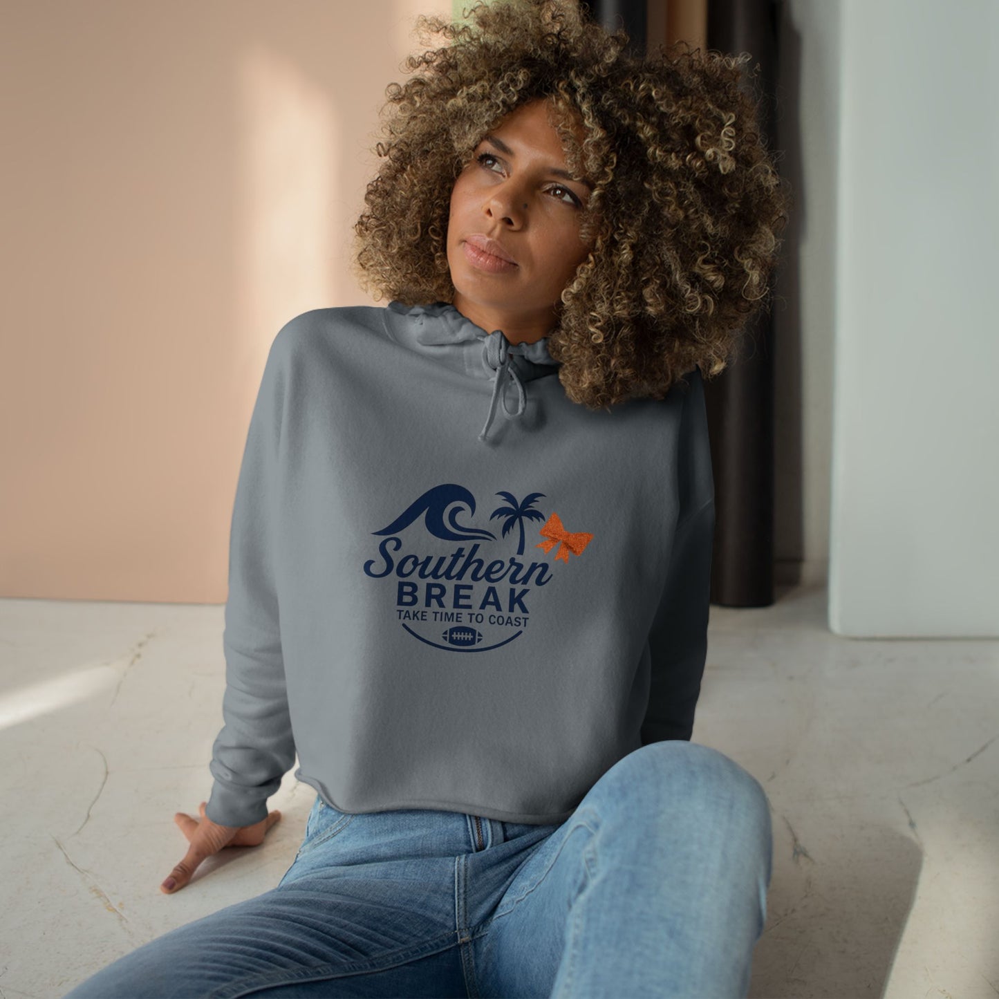 SB Sports Line Navy and Orange Edition Crop Hoodie